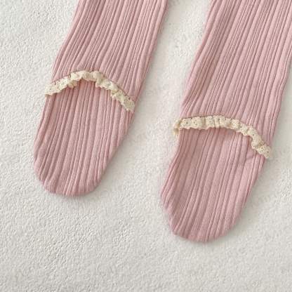 ベビー幼児女の子用無地レースリブレギンス - image 9