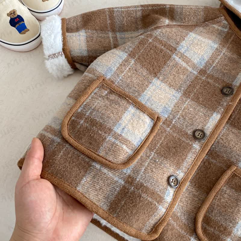 ベビー よちよち歩き 女の子 チェック柄 フーディー フリース アウターウェア - image 7