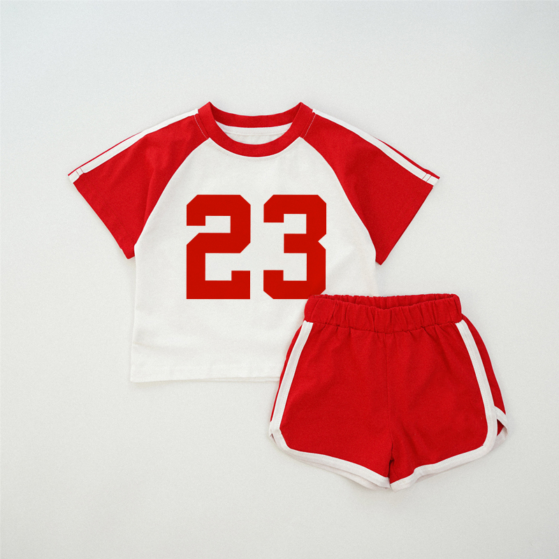 23ベビーレッドラグランTシャツセット - 赤 - 2～3歳 - image 1