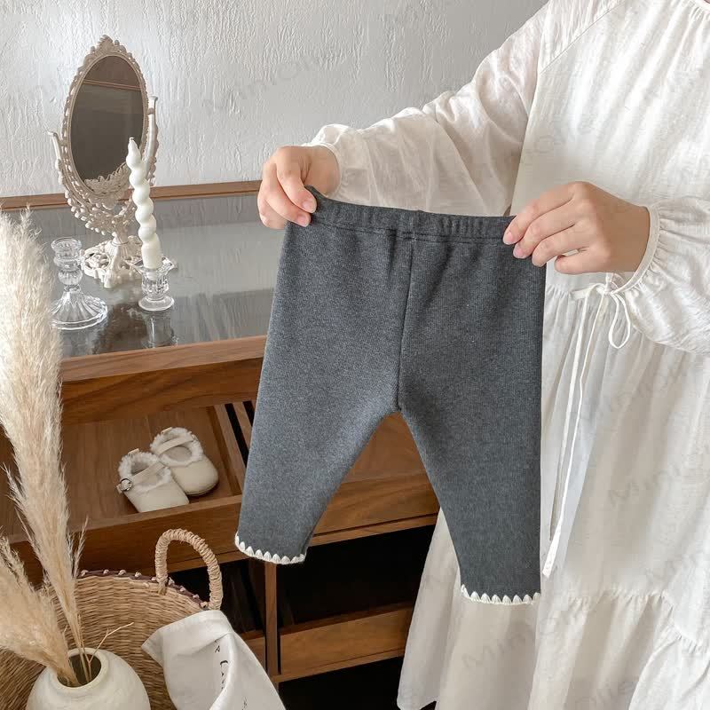 ベビー幼児女の子用ニットレースフリース裏地レギンス - image 9