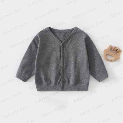 ベビー・幼児用ワッフルニット前開きスナップカーディガンコート - ディープグレー - 3～4歳 - image 6