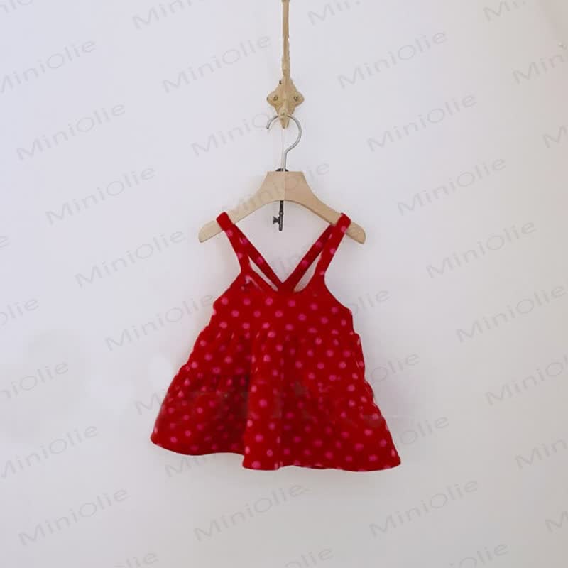 ベビー幼児女の子用レッドチェック/ドット柄ノースリーブDress - レッドドット - 4-5Y - image 5
