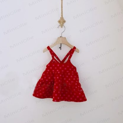 ベビー幼児女の子用レッドチェック/ドット柄ノースリーブDress - レッドドット - 4-5Y - image 5