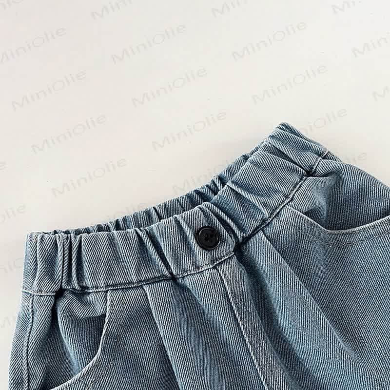 幼児男の子用無地ウォッシュドデニムパンツ - image 7