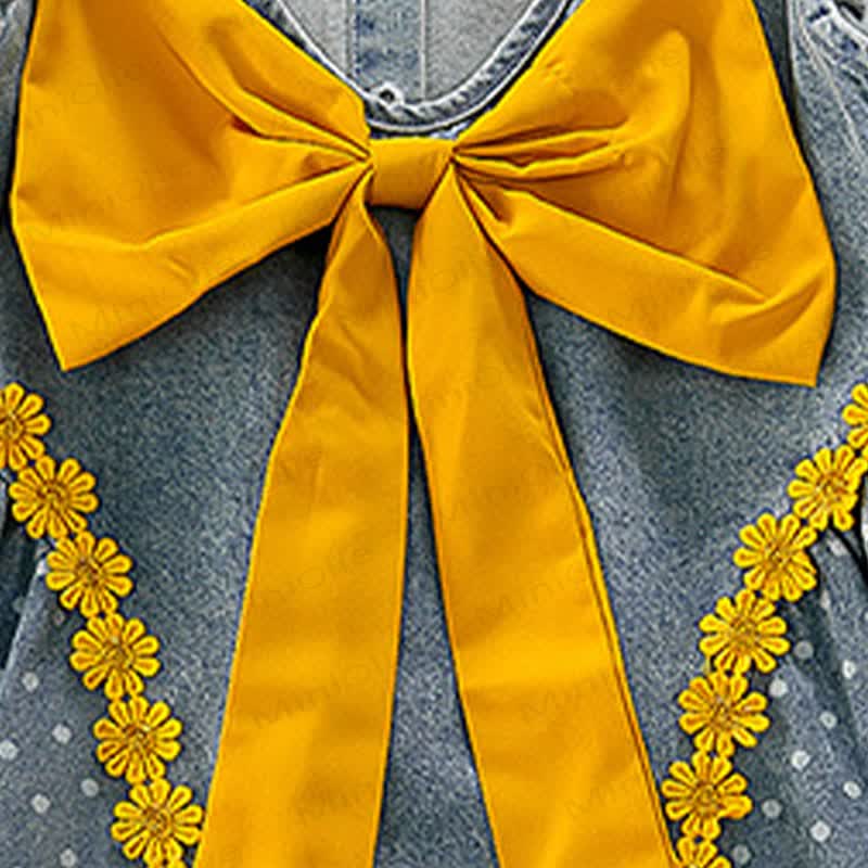 幼児用女の子向けドット柄リボン付き花柄ノースリーブDress - image 6