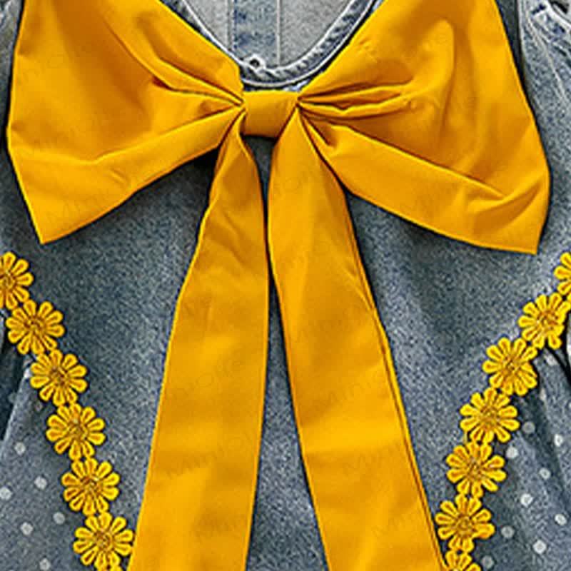 幼児用女の子向けドット柄リボン付き花柄ノースリーブDress - image 6