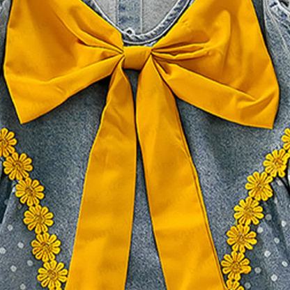 幼児用女の子向けドット柄リボン付き花柄ノースリーブDress - image 6