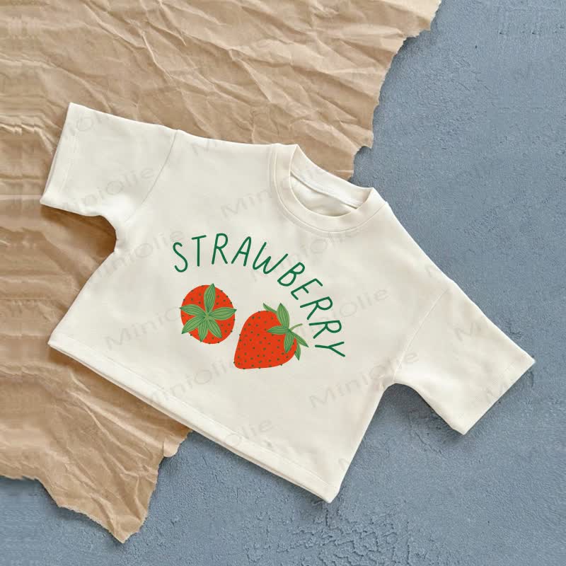 STRAWBERRY柄ベビープリントTシャツ - 白 - 2～3歳 - image 1