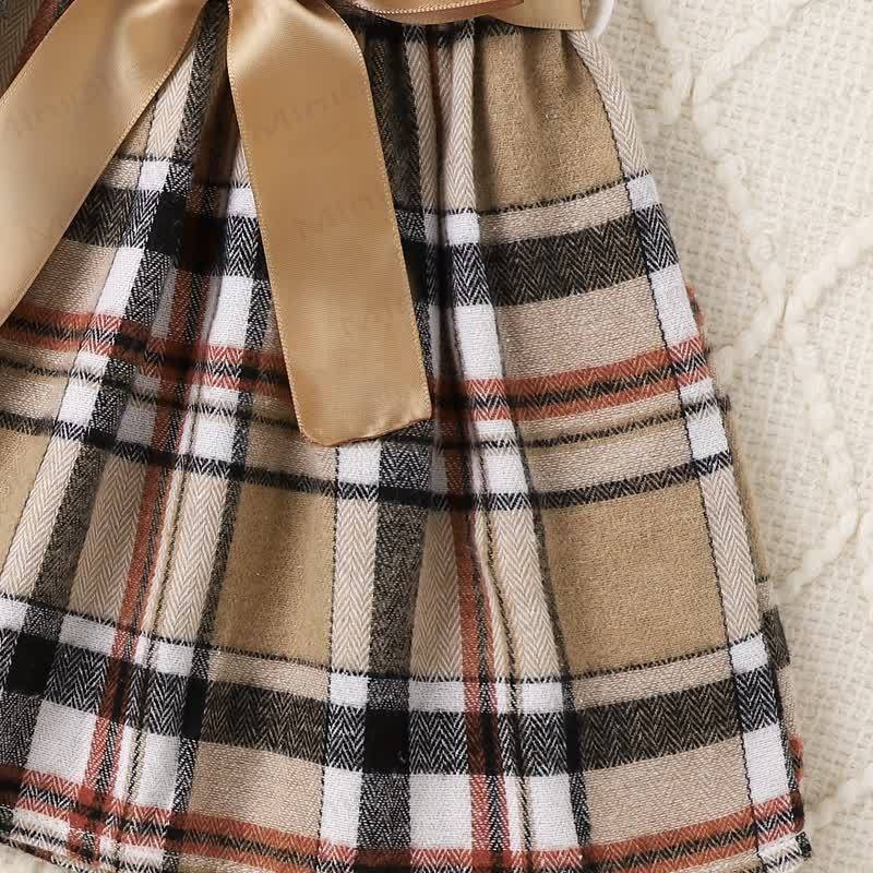 ベビーガールのボウノッチカラーコートとチェックDress - image 8
