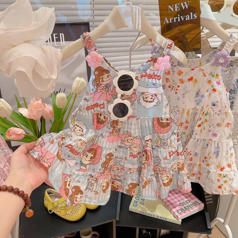 幼児用女の子向け花柄キャミソールDress - ブルーガール - 10-11歳 - image 3