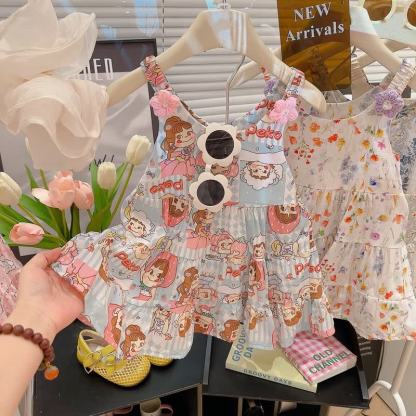 幼児用女の子向け花柄キャミソールDress - ブルーガール - 10-11歳 - image 3