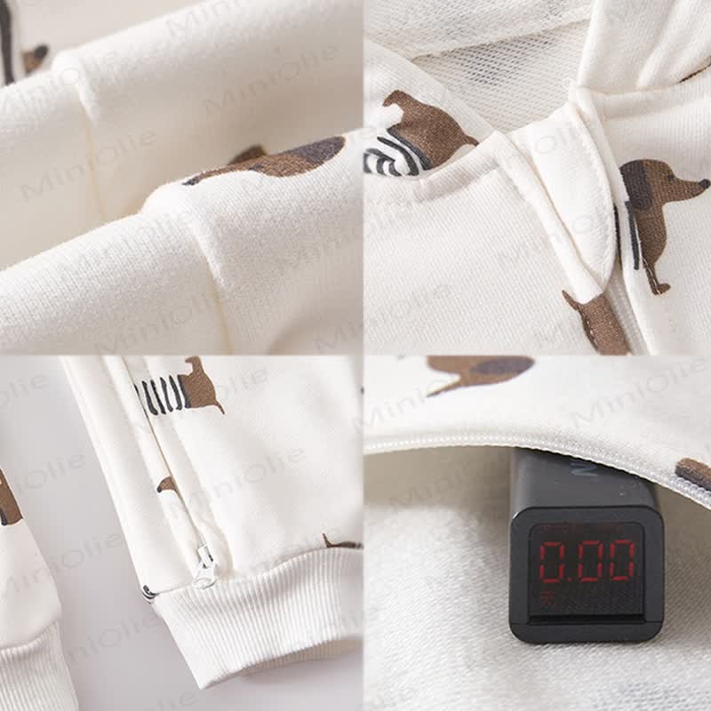 ベビー恐竜ダックスフントムーンフード付きロンパース - image 5