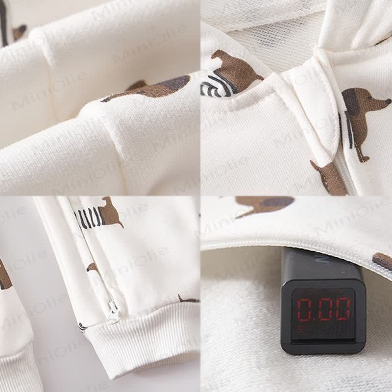 ベビー恐竜ダックスフントムーンフード付きロンパース - image 5