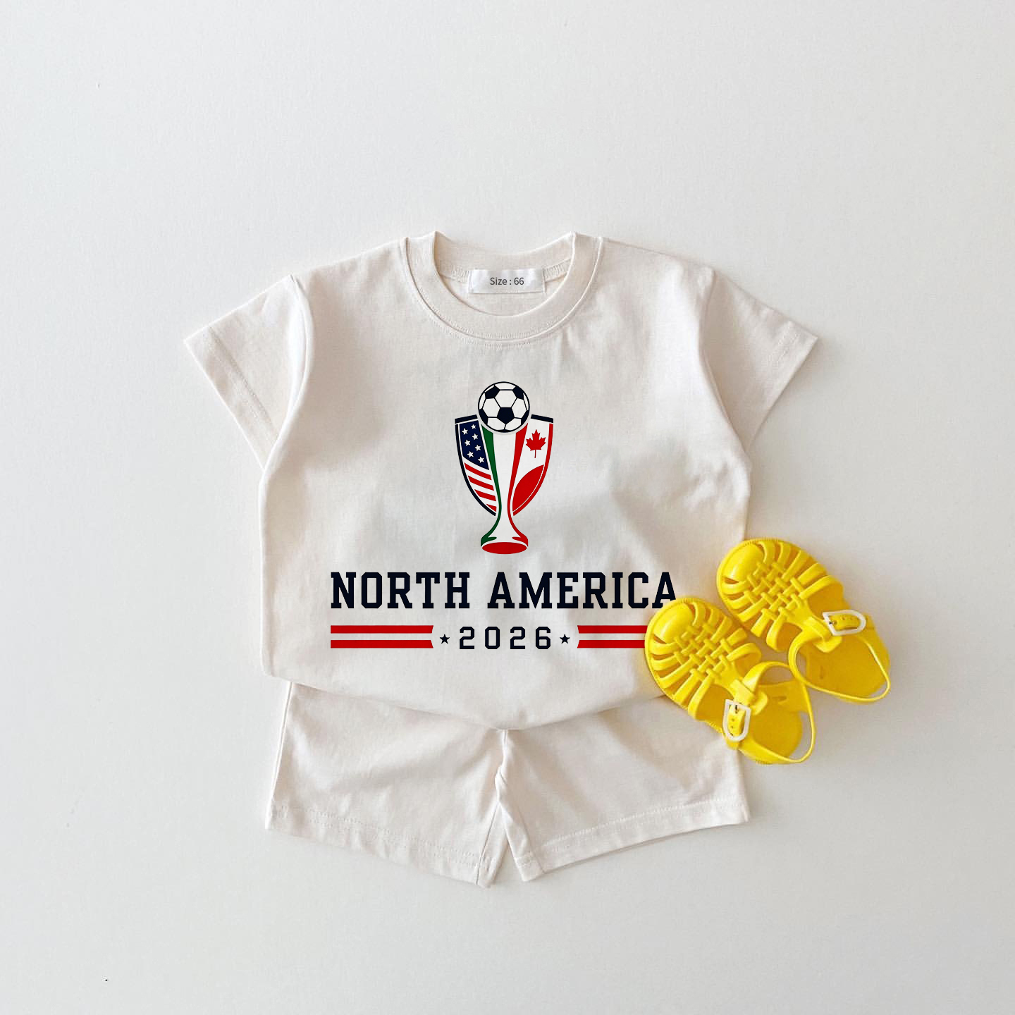 NORTH AMERICA 2026ベビーサッカーワールドカップ ホワイトTシャツ＆ショーツ 2点セット - 白 - 18～24ヶ月 - image 1