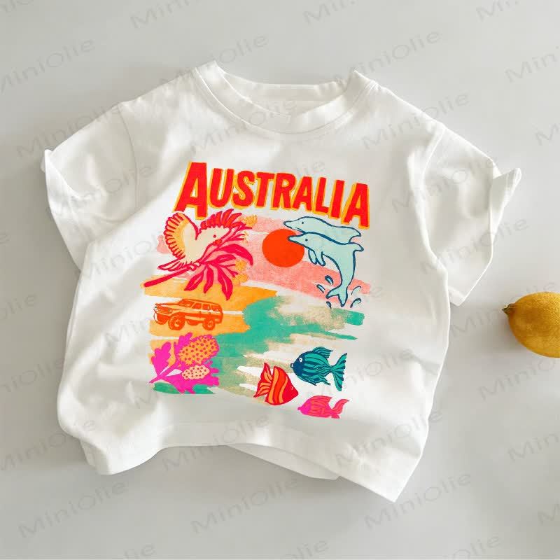 オーストラリア 幼児用 白地柄プリントTシャツ - 白 - 6～7歳 - image 1