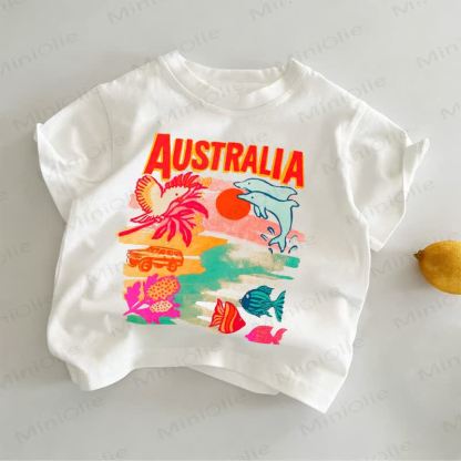 オーストラリア 幼児用 白地柄プリントTシャツ - 白 - 6～7歳 - image 1