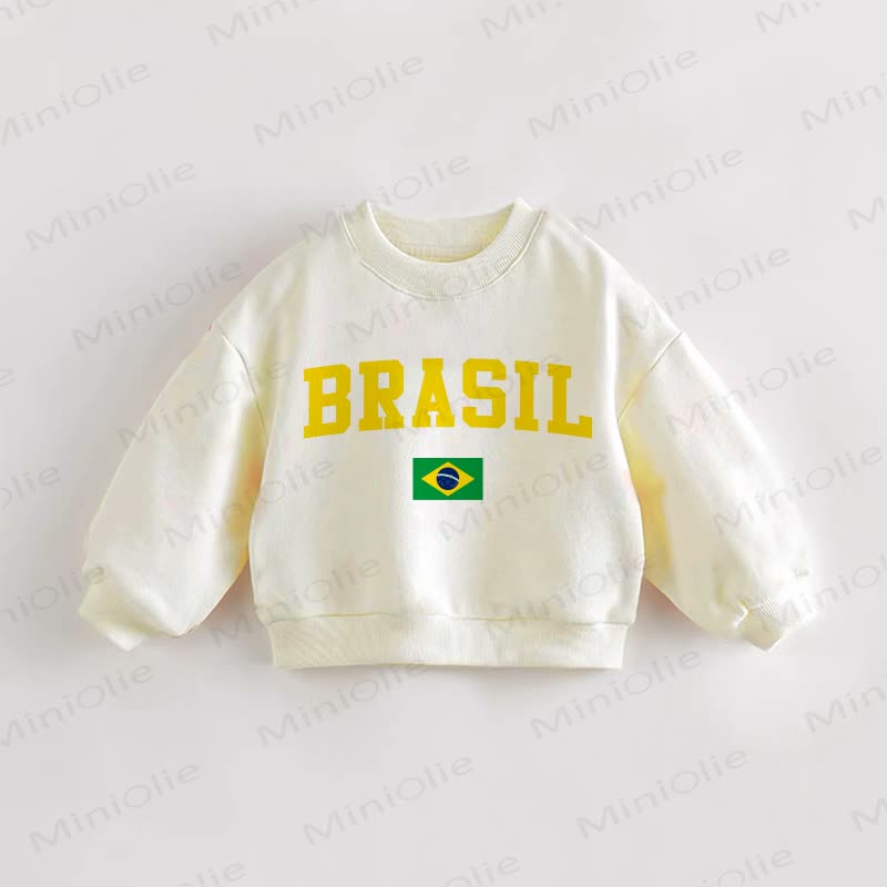 BRASIL幼児用ブラジル国旗スウェットシャツ - クリーム - 3～5歳 - image 1