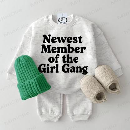 NEWEST MEMBER OF THE GIRL GANGベビースウェットシャツ 2点セット - ライトグレー - 2～3歳 - image 4