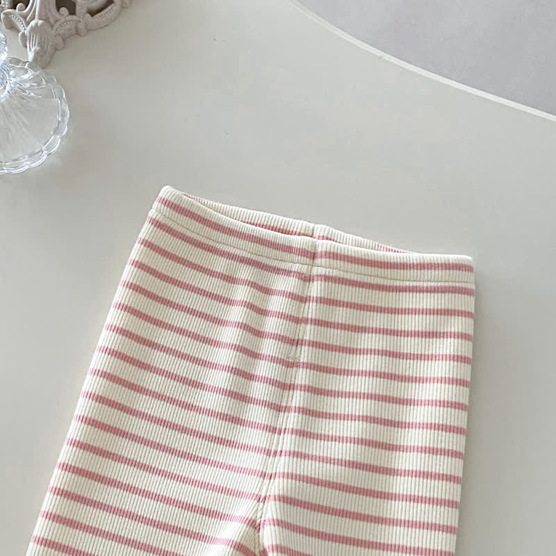 女の子用マーメイドフラワーキルティングピンクスウェットシャツ/ストライプレギンス - image 11