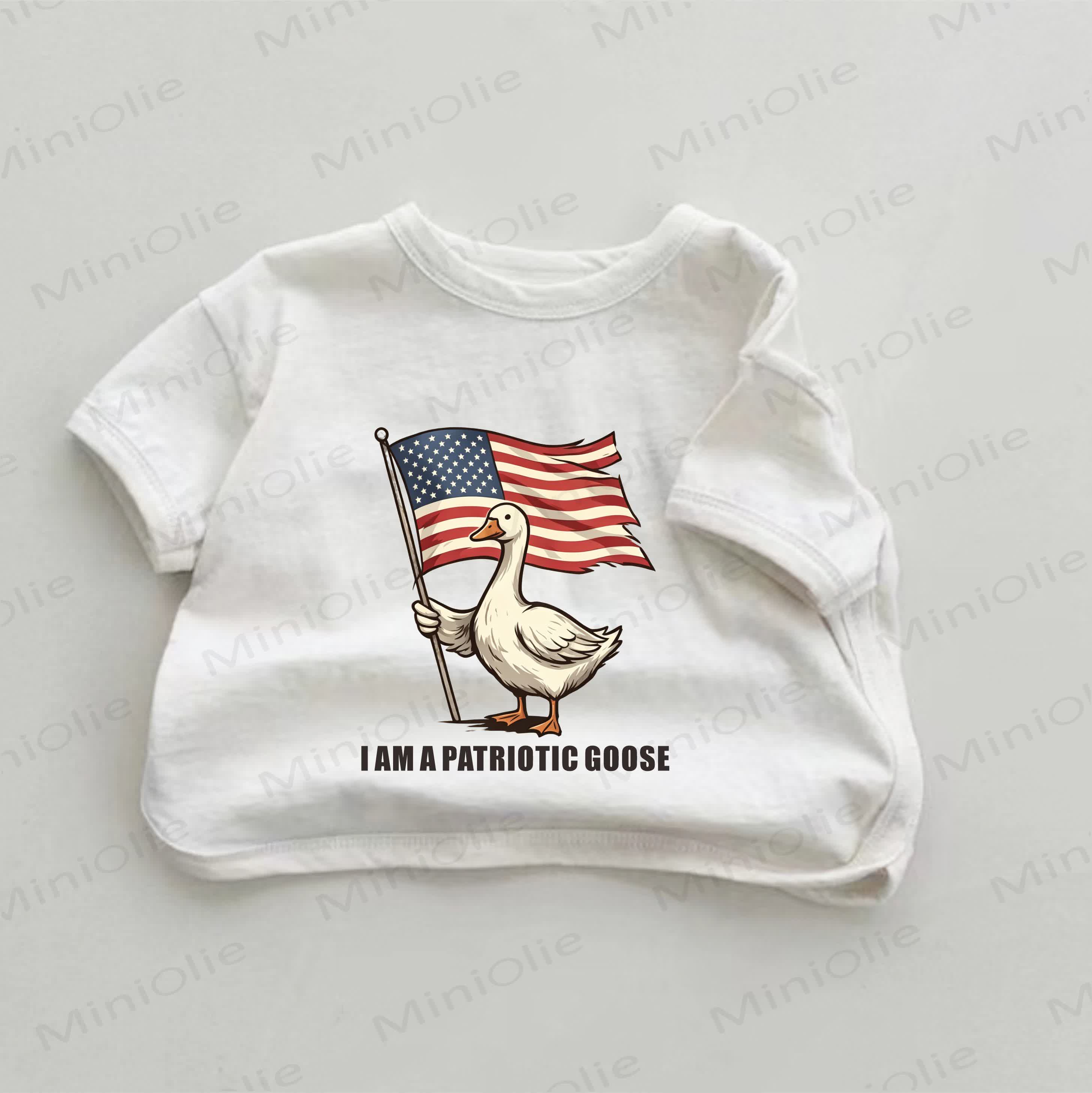 I AM A PATRIOTIC GOOSE　ベビーホワイトガチョウプリントTシャツ - 白 - 18～24ヶ月 - image 1