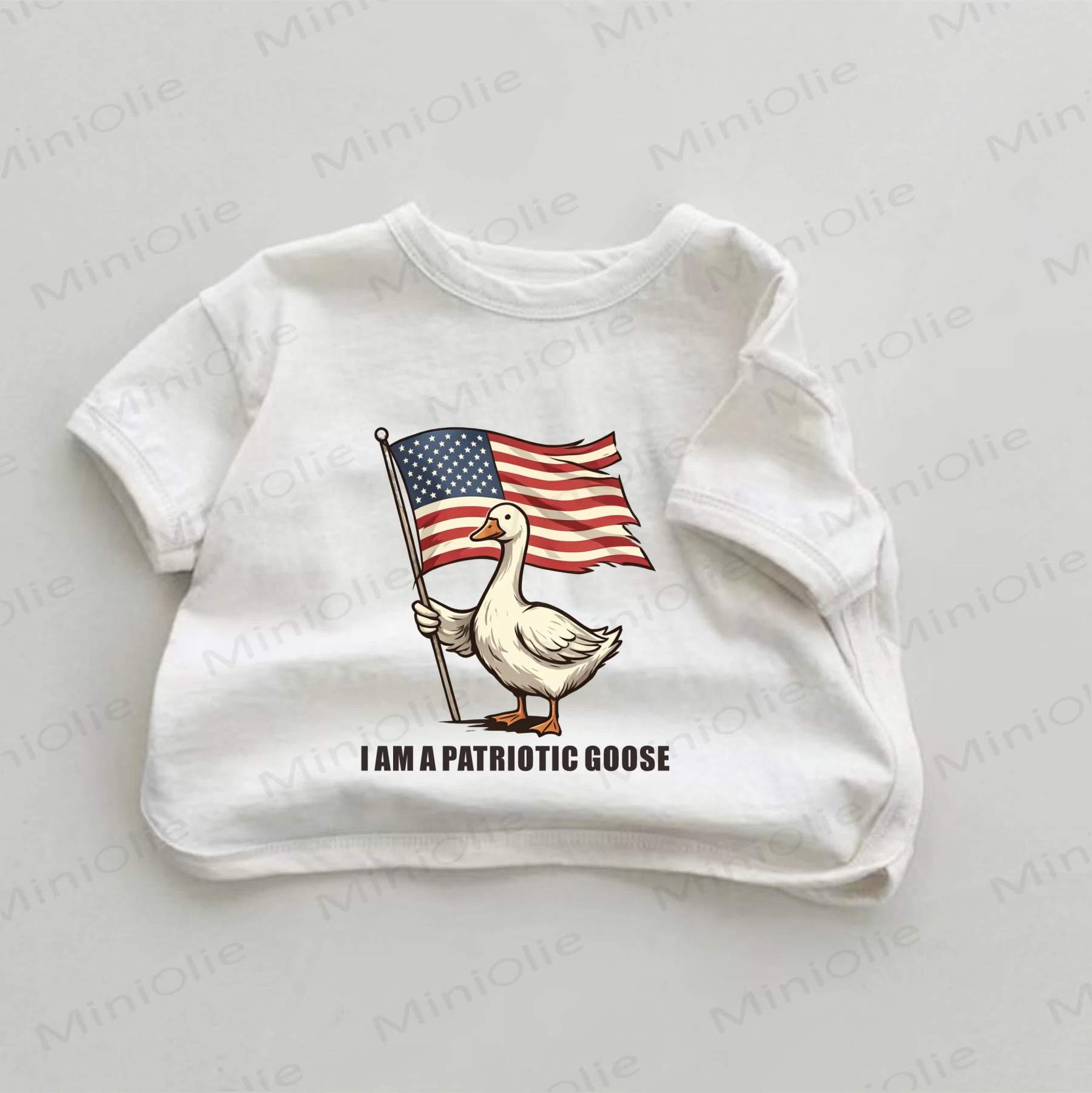 I AM A PATRIOTIC GOOSE　ベビーホワイトガチョウプリントTシャツ - 白 - 18～24ヶ月 - image 1