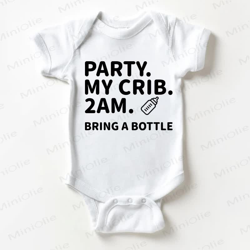 PARTY. MY CRIB. 2AM. BRING A BOTTLEボディスーツ - 白 - 18～24ヶ月 - image 1