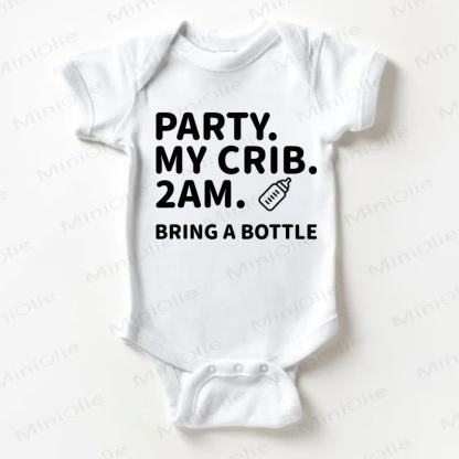 PARTY. MY CRIB. 2AM. BRING A BOTTLEボディスーツ - 白 - 18～24ヶ月 - image 1
