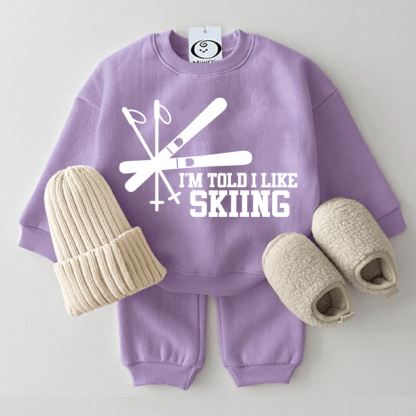 I'M TOLD I LIKE SKIINGベビー用スウェットスーツ 2点セット - 紫 - 2～3歳 - image 6