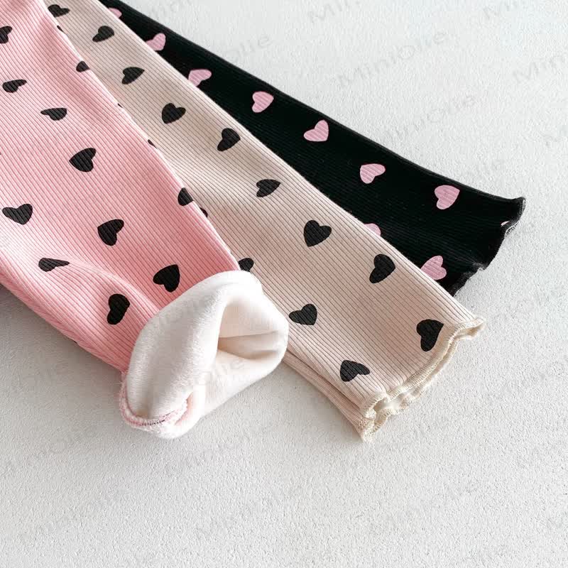 ベビー幼児女の子用ハート型フリース裏地レギンス - image 18