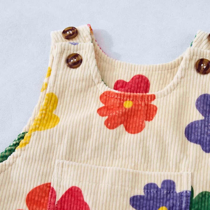 ベビー幼児用カラフルフラワーコーデュロイオーバーオール - image 4