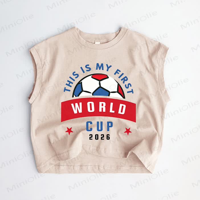 THIS IS MY FIRST WORLD CUP 2026ベビー幼児用サッカー柄カーキタンクトップ - カーキ - 3～5歳 - image 1
