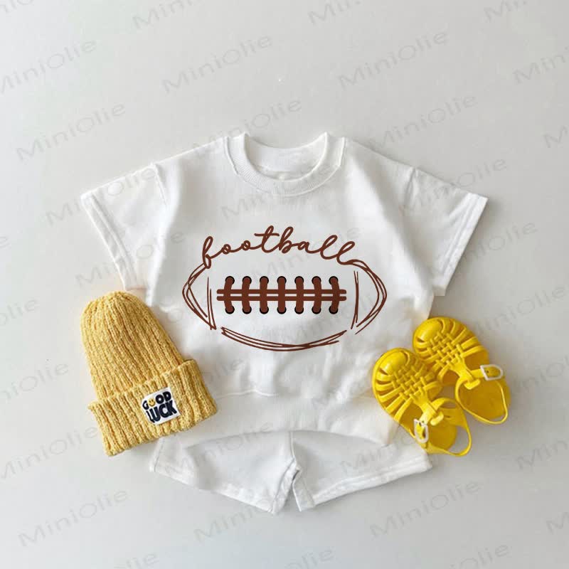 FOOTBALL柄ベビーTシャツ2点セット（ホワイト） - 白 - 2～3歳 - image 1
