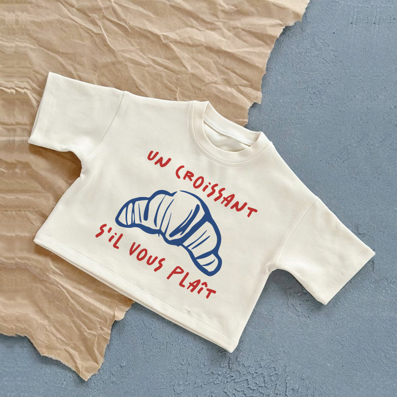 UN CROISSANT SIL VOUS PLAITベビーホワイトサマーカジュアルTシャツ - 白 - 2～3歳 - image 1