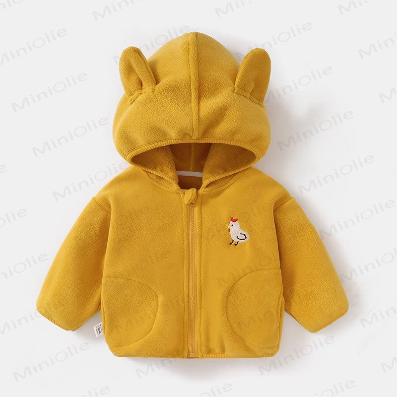 ベビーフード付き動物漫画アウターウェア - 黄色 - 5～7歳 - image 8