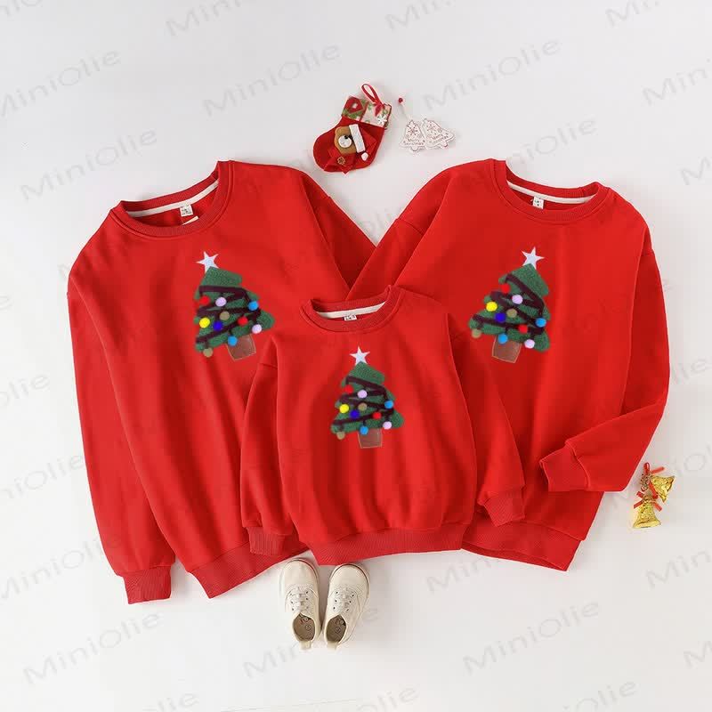 ファミリーお揃いのクリスマスツリースウェットシャツ - 赤 - 大人：2XL - image 1