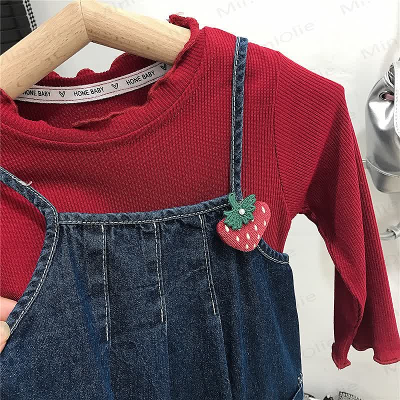 幼児用女の子デニムストロベリーDress - image 5
