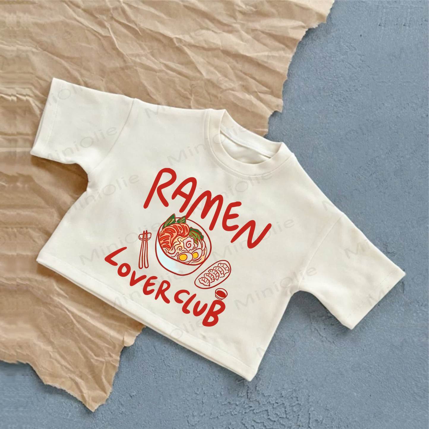 RAMEN LOVER CLUBベビーラーメンプリント ホワイト カジュアルTシャツ - 白 - 2～3歳 - image 1