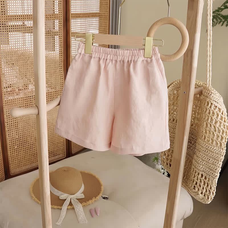 幼児用女の子向けピンクのノースリーブトップスとショートパンツのツーピースセット - image 3