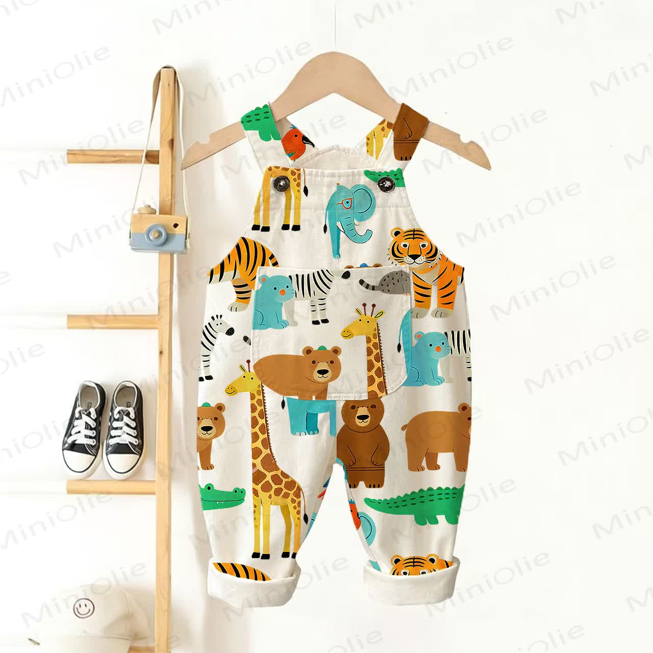 ベビー・幼児用動物柄オーバーオール - ベージュ - 3～5歳 - image 1