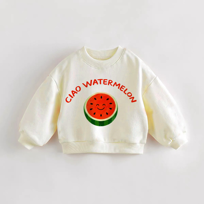 CIAO・WATERMELON幼児用 スマイル スイカ柄スウェットシャツ - クリーム - 3～5歳 - image 1