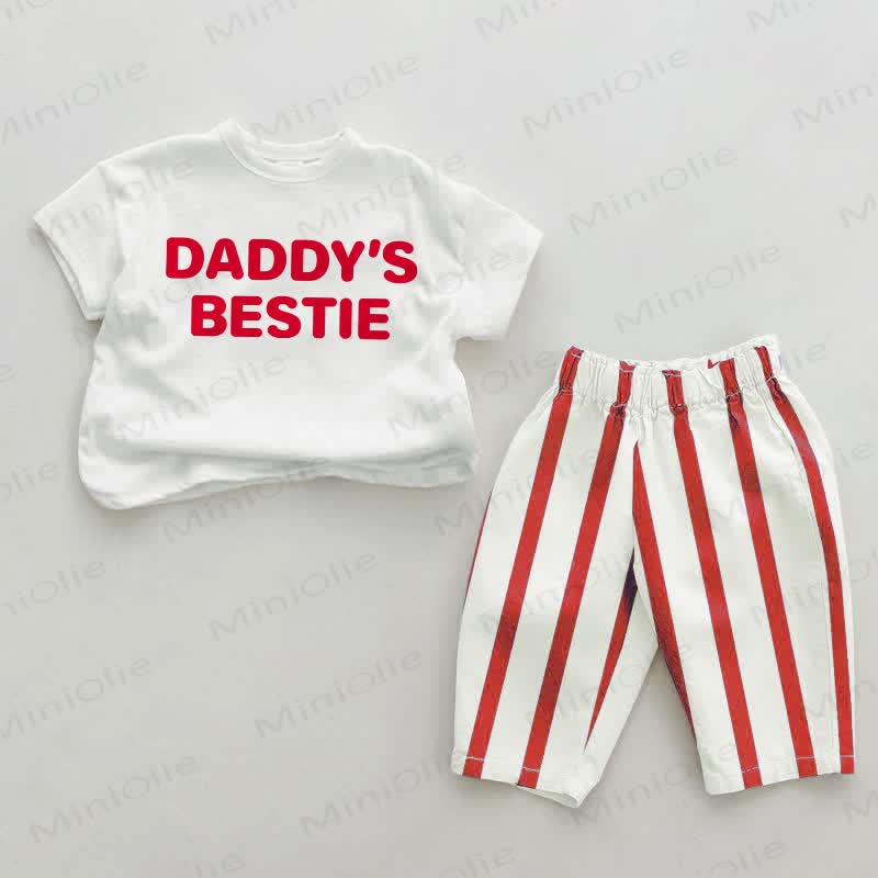 DADDY'Sベビー用 レッドストライプ 2点セット - 白と赤 - 2～3歳 - image 1