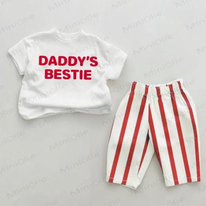DADDY'Sベビー用 レッドストライプ 2点セット - 白と赤 - 2～3歳 - image 1