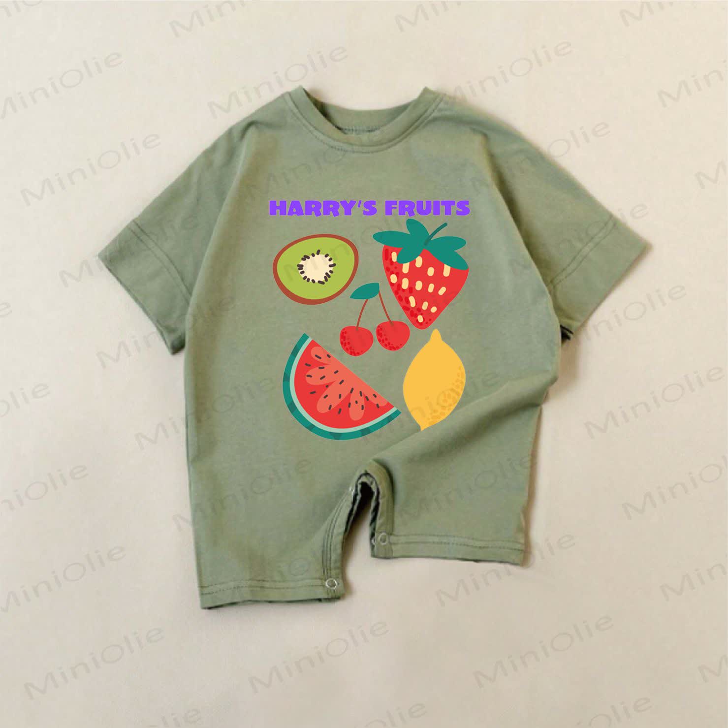 HARRY'S FRUITSベビーグリーン フルーツプリントロンパース - 緑 - 18～24ヶ月 - image 1