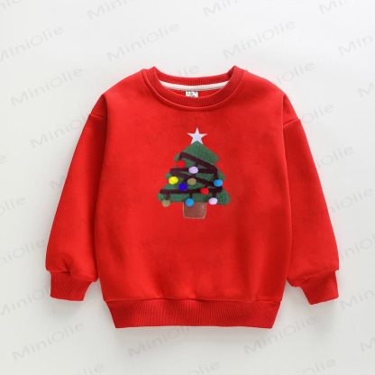 ファミリーお揃いのクリスマスツリースウェットシャツ - 赤 - 7～9歳 - image 5