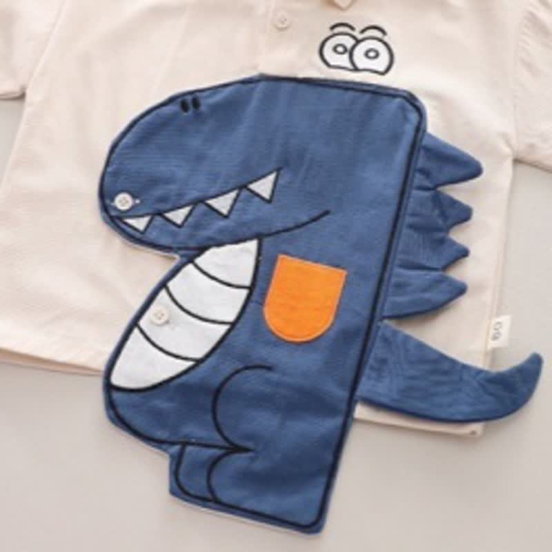 幼児用恐竜アップリケ付きシャツとジョガーパンツのツーピースセット - image 9