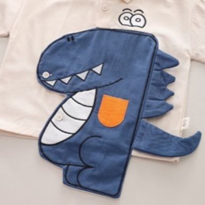 幼児用恐竜アップリケ付きシャツとジョガーパンツのツーピースセット - image 9