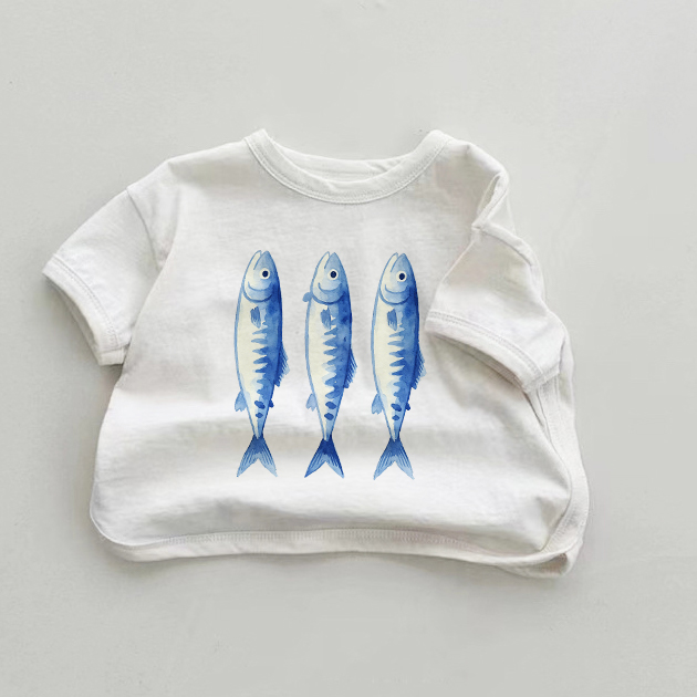 ベビーサーディン柄の白いTシャツ - 白 - 18～24ヶ月 - image 1