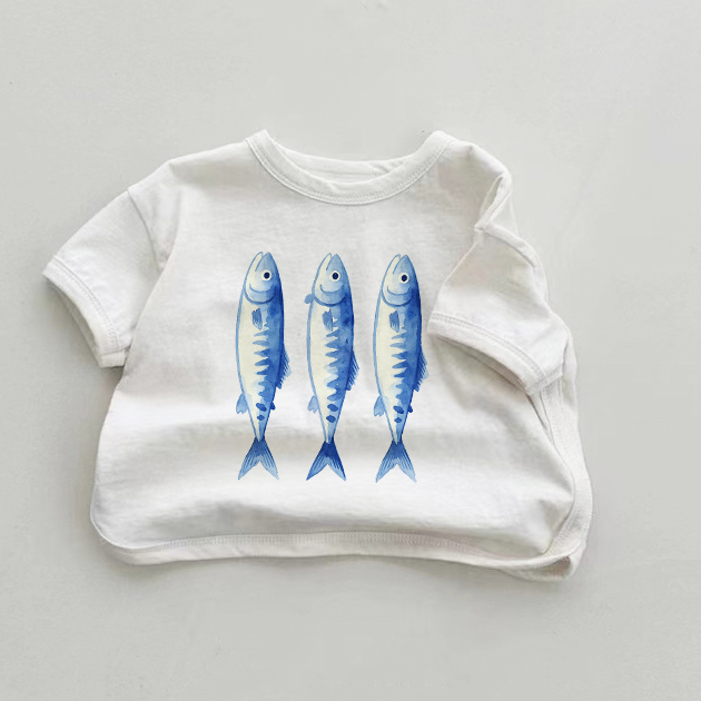 ベビーサーディン柄の白いTシャツ - 白 - 18～24ヶ月 - image 1