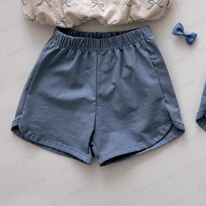 ベビー幼児用リボンチェック柄リネンショートパンツ - 青 - 5～7歳 - image 7
