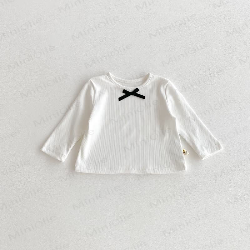ベビーガールのリボン付きシンプルベースレイヤーTシャツ - 白 - 2～3歳 - image 14